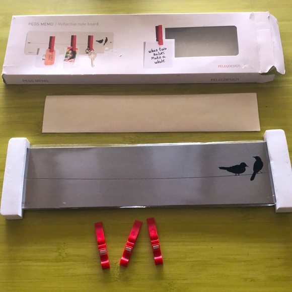 2 for 1! Magnetic metal reflective memo note board bird wire design with magnets - Picture 3 of 7